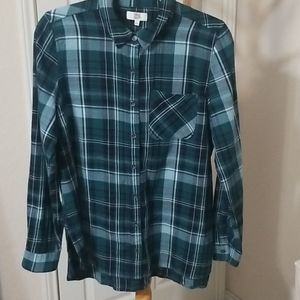 True Craft Plaid Woven Mora Green Top